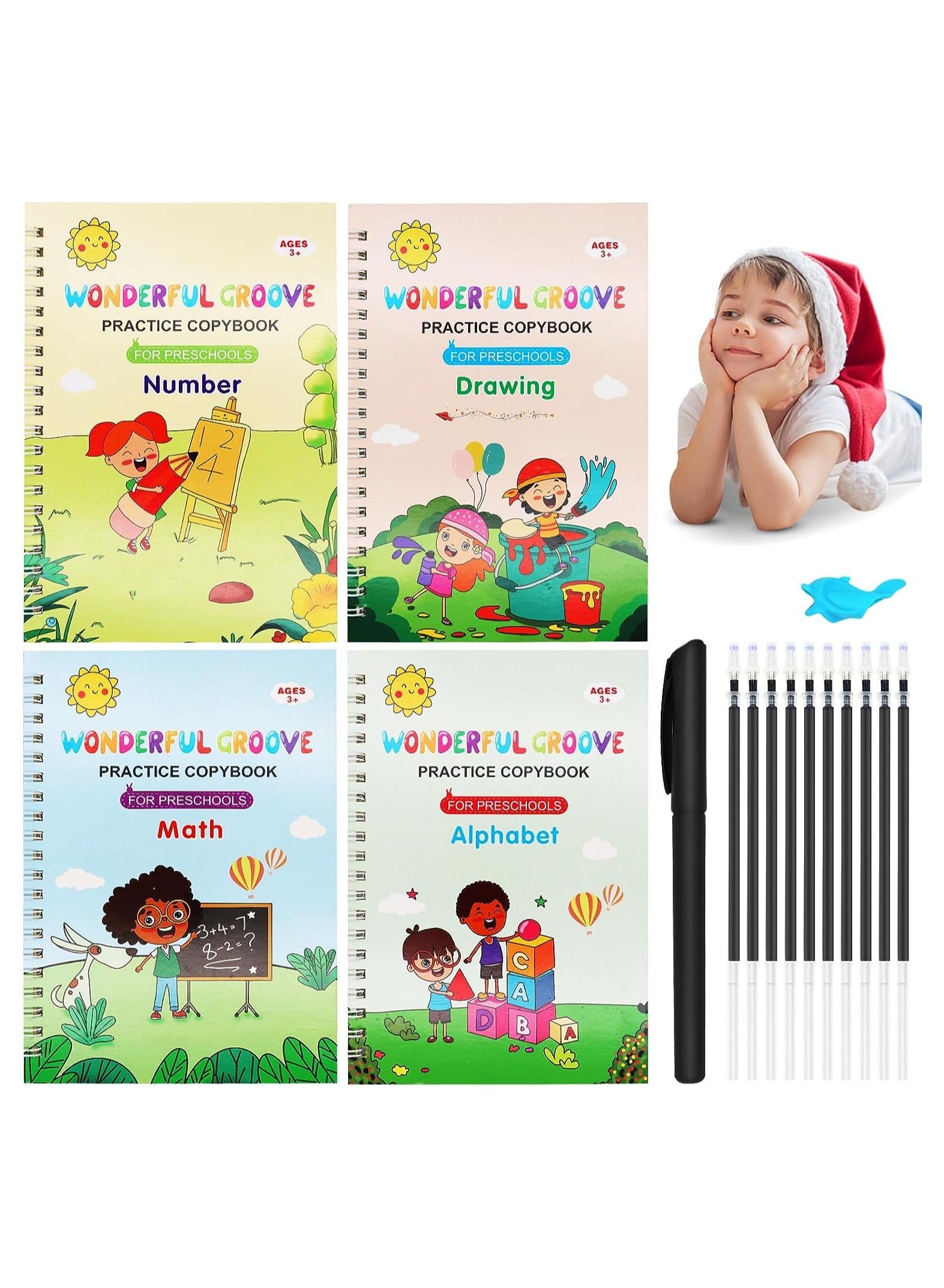 تسوق SYOSI وMagic Ink Copybooks for Kids Reusable Handwriting Workbooks for  Preschools Grooves Template Design and Handwriting Aid Magic Practice  Copybook for Kids أونلاين في مصر