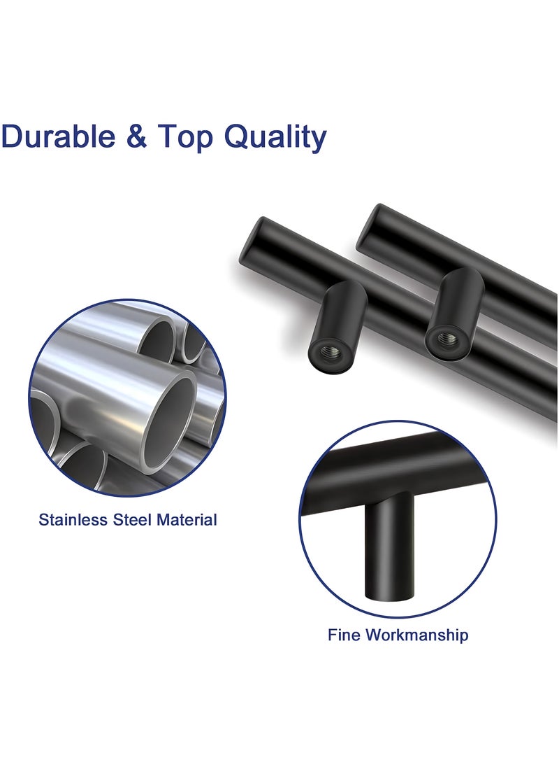 FIRST PRO - 5 Pack Kitchen Cabinet Handles, 200mm Stainless Steel Kitchen Door Handles, 128mm Hole Center T Bar Drawer Cupboard Handles with Screws, Kitchen Drawer Pulls for Bathroom Bedroom Wardrobe - Image 1