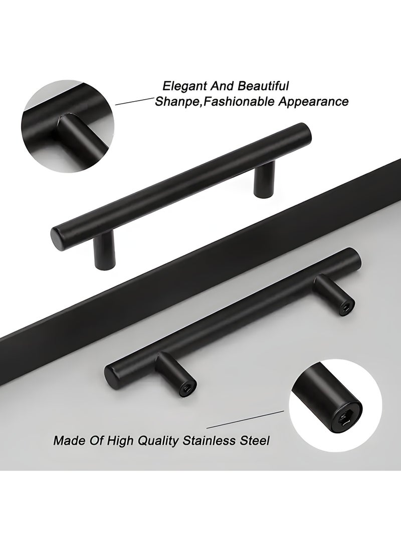 FIRST PRO - 5 Pack Kitchen Cabinet Handles, 200mm Stainless Steel Kitchen Door Handles, 128mm Hole Center T Bar Drawer Cupboard Handles with Screws, Kitchen Drawer Pulls for Bathroom Bedroom Wardrobe - Image 1