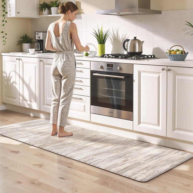 KIMODE Anti Fatigue Kitchen Mats 24"x71", Boho Abstract Kitchen Runner Rugs, Cushioned Non Skid Kitchen Mats for Floor, Comfort Kitchen Floor Mats for Sink Laundry Desk Light Brown - Image 1