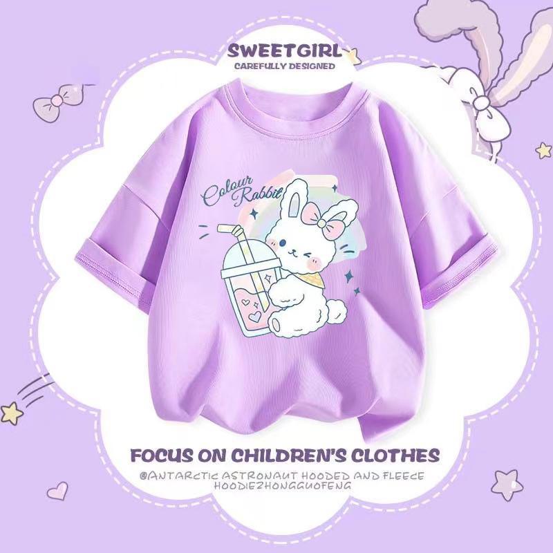 Girls' Summer Pure Cotton Short-Sleeved T-Shirt For Small And Medium-Sized Children'S New Cartoon Printed Girl'S Base Top Cute For Baby - Image 4
