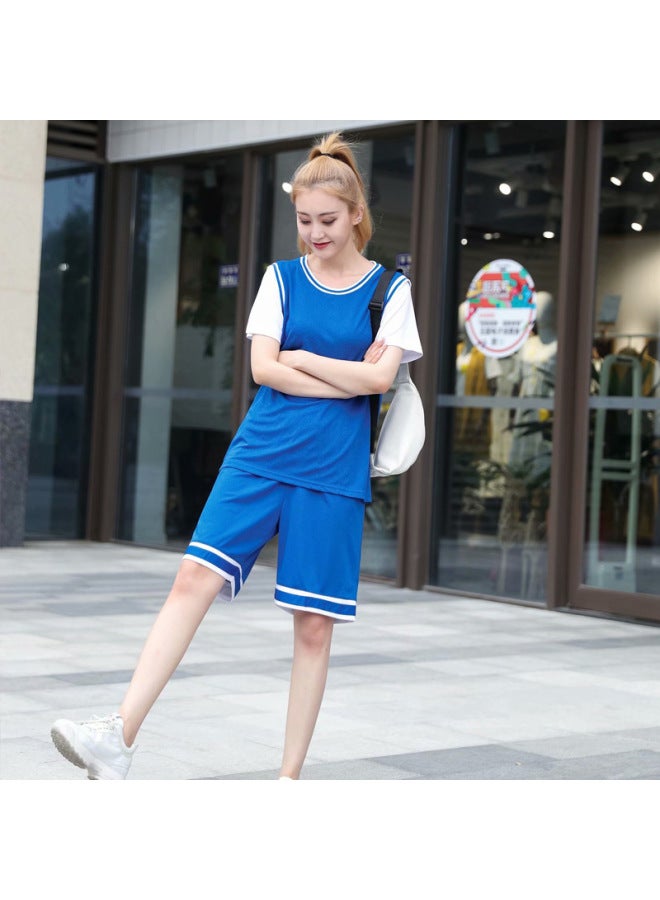 Slam Dunk Basketball Suit Sports Compeion Suit Men's And Women's Short-sleeved Fake Two-piece Training Children's Basketball Suit