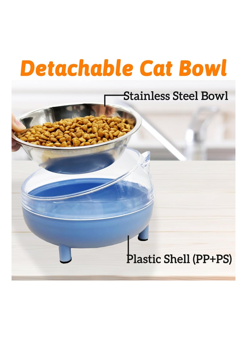 KASTWAVE وعاء قطط مرتفع مكون من قطعتين، مجموعة أوعية قطط وكلاب مرتفعة بزاوية 15 درجة، أوعية طعام وماء من الفولاذ المقاوم للصدأ للقطط الصغيرة، وحدة تغذية للحيوانات الأليفة غير قابلة للانزلاق وقابلة للفصل للقطط والكلاب الداخلية، باللونين الأبيض والأخضر - Image 5