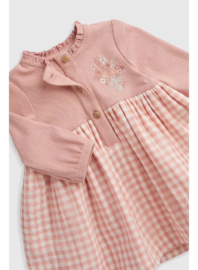 مذركير Gingham and Rib Twofer Dress