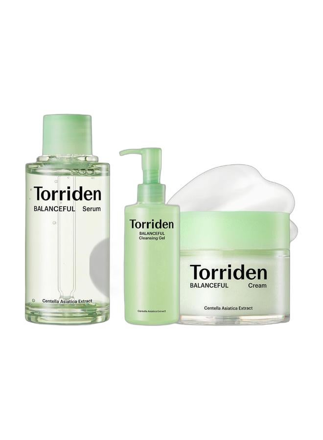 Torriden Balanceful Cica Serum 50ml Bundle with Cica Cream 80ml & Cleansing Gel 200ml - Soothing Low pH Acne-Prone Skincare Routine - Image 1