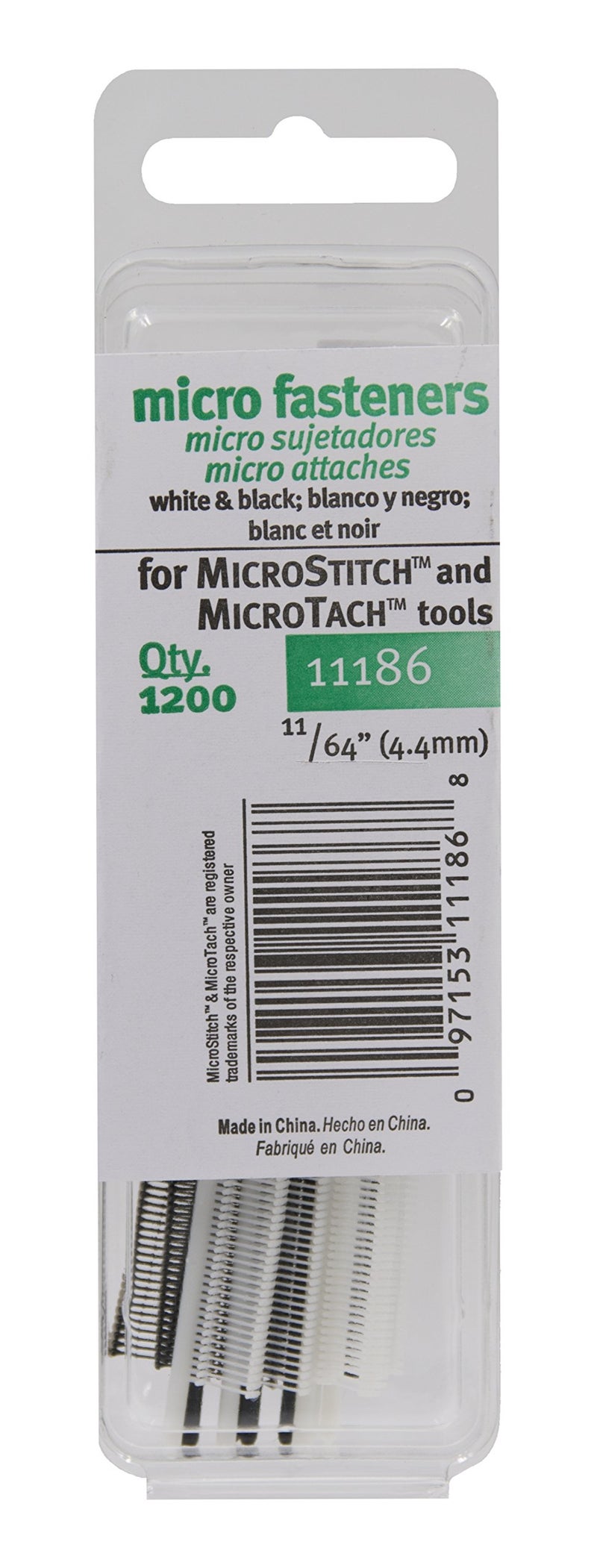 Avery Dennison Corporation 44mm Micro Stitch Fastener Refills White Black 1200Pkg