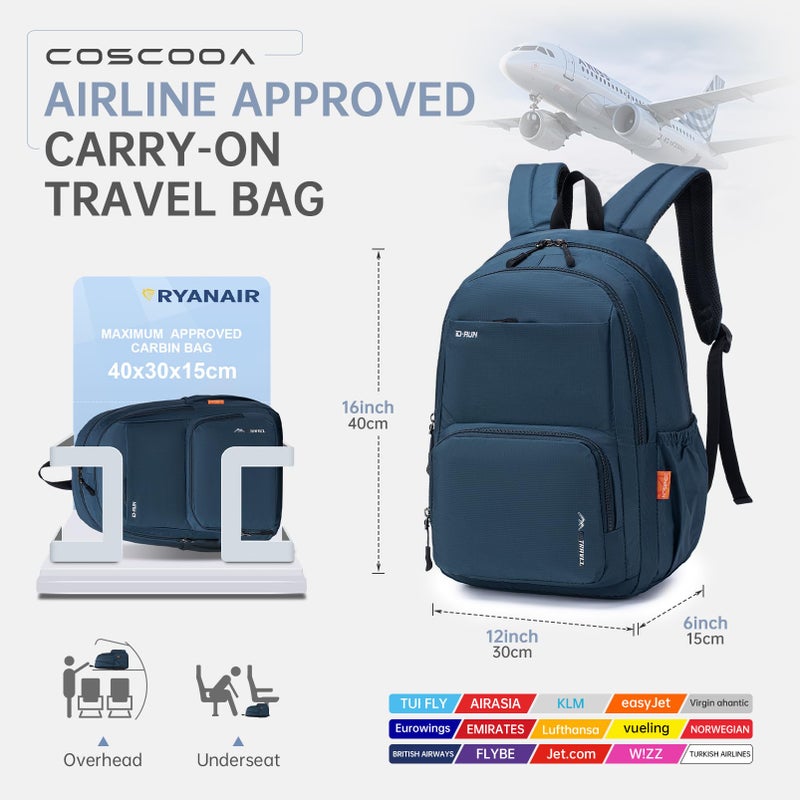 COSCOOA 40x30x15cm Personal Item Travel Ryanair Backpack,16x12x6inch Small Carry On Backpack 20L,Flight Approved Underseat Travel Luggage Bag,Mochila de Viaje,Cabin Size Lightweight Backpack - Image 2