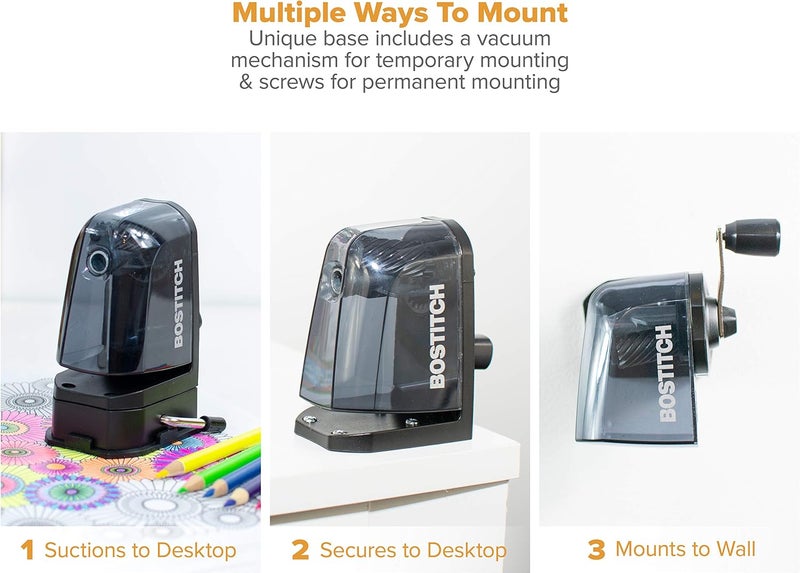 Bostitch Office Multi-Mount Manual Pencil Sharpener, Assorted Colors - Image 2