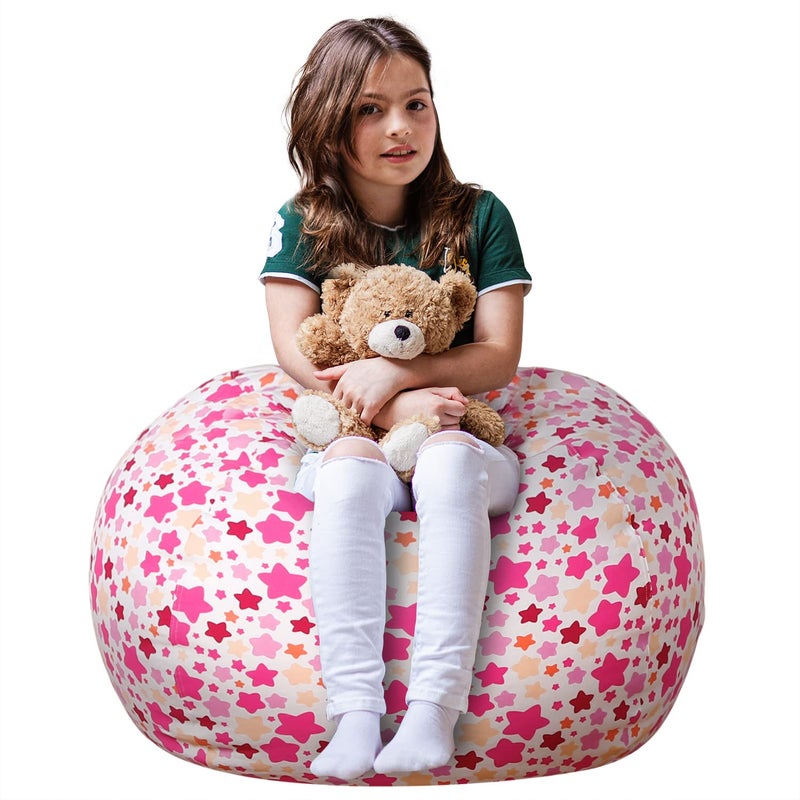 Wekapo Stuffed Animal Storage Bean Bag Chair Cover for Kids  Stuffable Zipper Beanbag for Organizing Children Plush Toys Large Premium Cotton Canvas Small star XLarge