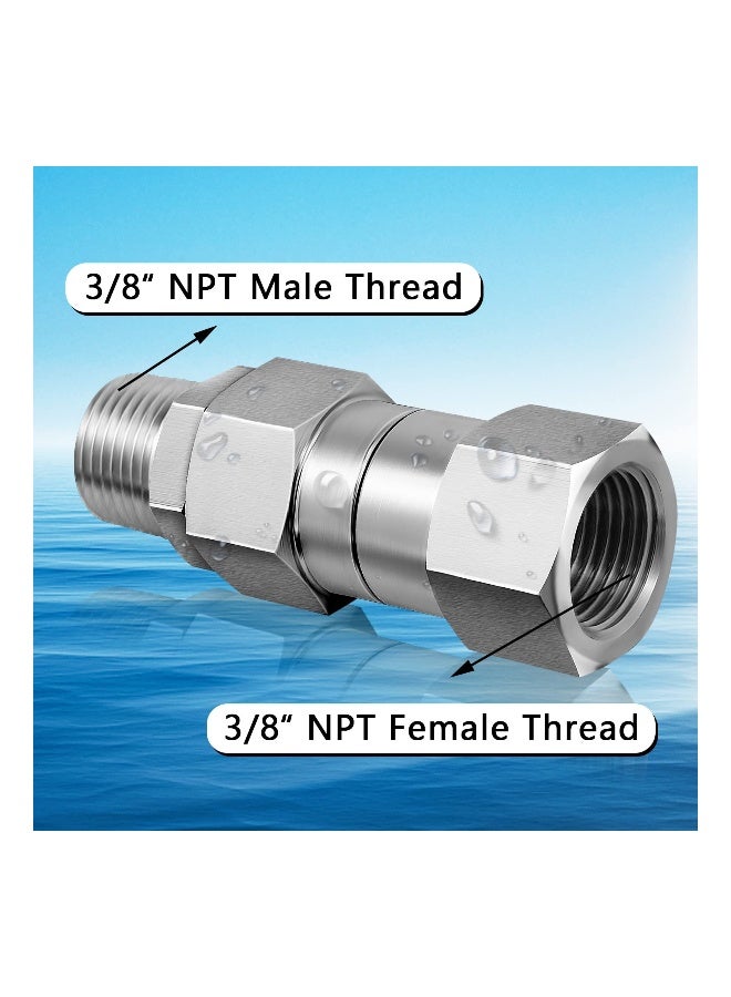 Generic SYOSI 3/8 NPT Pressure Washer Swivel Fitting, Anti Twist 3/8 Male to Female Stainless Steel Connector Joint, 360 Degree Kink Free Swivel Fitting For Pressure Washer Gun, Hose(Male to Female 2Pcs)  - Image 4