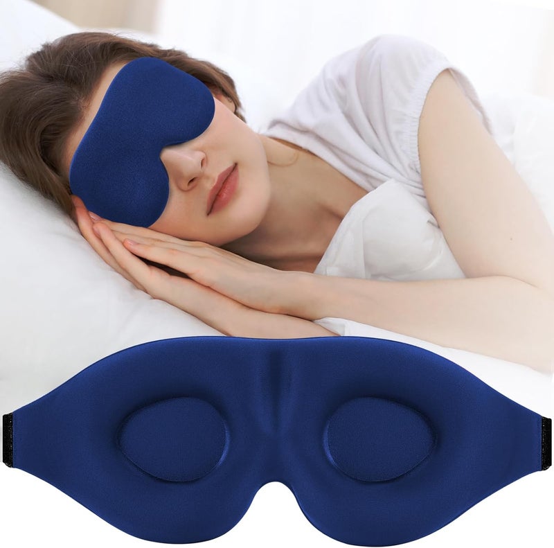 ZGGCD Sleep Mask for Side Sleeper, Light Blocking Sleeping Eye Mask for Women Men, 3D Contoured Cup Night Blindfold, Luxury Eye Cover Eyeshade with Adjustable Strap for Travel, Nap, Blue - Image 1