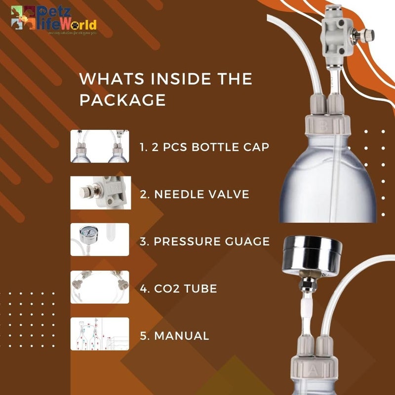 VAYINATO ® DIY CO2 Generator System Kit, DIY CO2 Aquarium Regulators, CO2 Accessories with Tube Valve Gauge Bottle Cap Kit for Aquarium Moss Plant (Baking soda+Citric Acid - Not Included) - Image 5