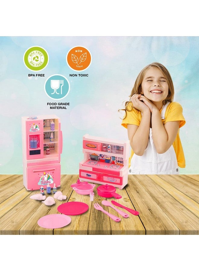 ويمبلي مجموعة مطبخ ويمبلي للأطفال من البنات والأولاد | مجموعة طبخ للأطفال (٢٩ قطعة) بتصميم يونيكورن | مجموعة ألعاب مطبخ تظاهرية للأطفال من سن ٣ سنوات فما فوق | لعبة طبخ أدوار حفلات الطعام، هدية مثالية لأعياد الميلاد، معتمدة من BIS - Image 5