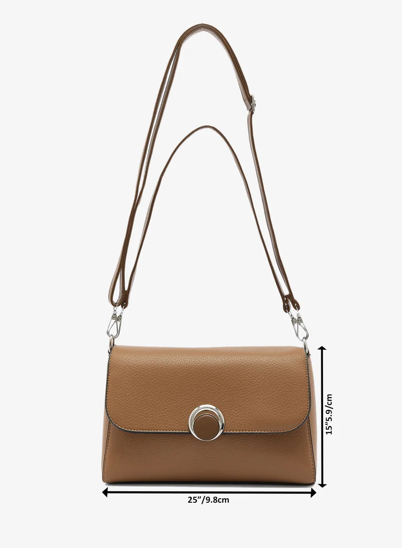 Ginger Tan classic flap crossbody with top handle and strap for Women | Best Price UAE