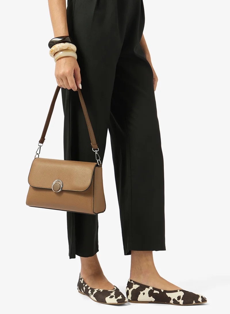 Ginger Tan classic flap crossbody with top handle and strap for Women | Best Price UAE