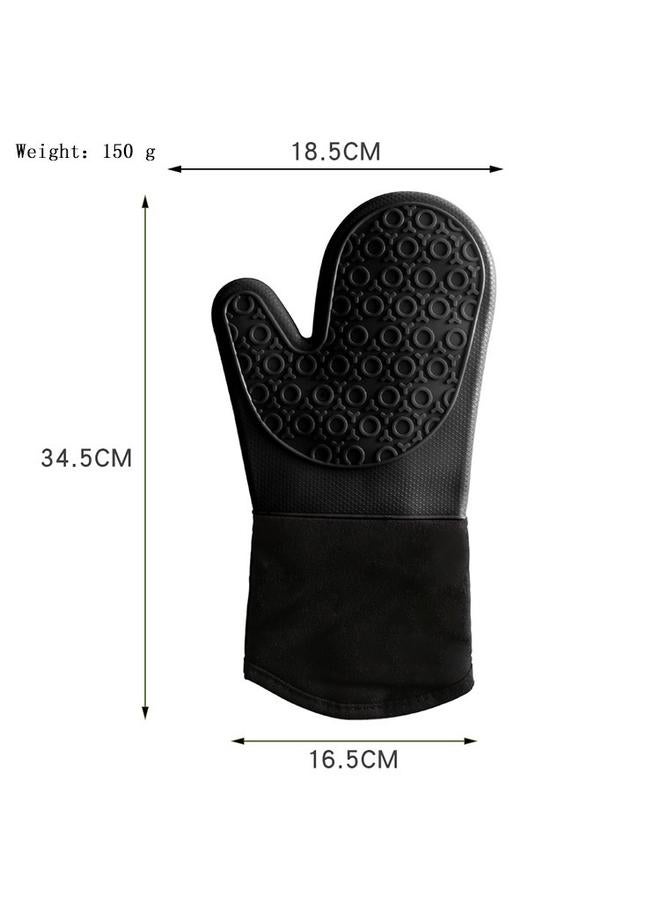 Bluejw Oven Gloves 13.7 Inch Silicone Cotton Lining Thickened Anti-hot Oven Microwave Oven Gloves  - Image 2