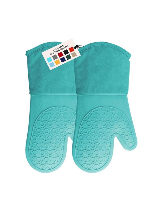 Bluejw Oven Gloves 13.7 Inch Silicone Cotton Lining Thickened Anti-hot Oven Microwave Oven Gloves  - Image 3