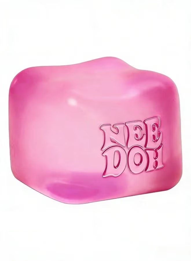 NeeDoh Nice Cube -Sensory Squeeze Toy with Super Solid Squish - 2.25" Cube (Pink) - Image 1