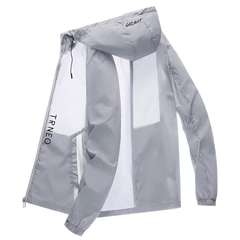 Generic Mens Lightweight Hooded Fishing Shirt UV Protection Summer Gray