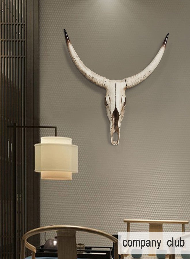Notakia Gaobei Long Horn Cow Skull Wall Hanging Longhorn Steer Southwest Bull Skull Sculpture Resin Decoration - Image 3