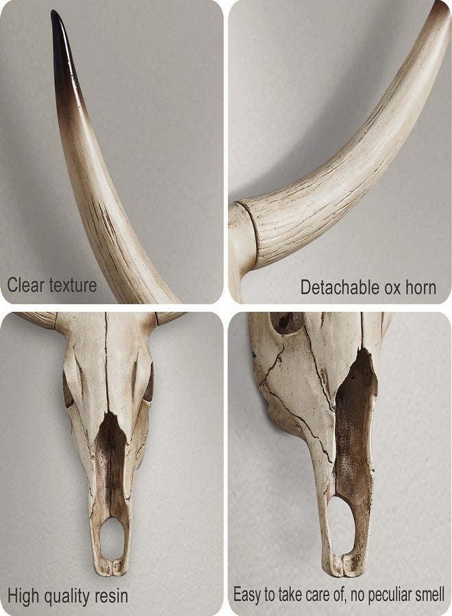 Notakia Gaobei Long Horn Cow Skull Wall Hanging Longhorn Steer Southwest Bull Skull Sculpture Resin Decoration - Image 4