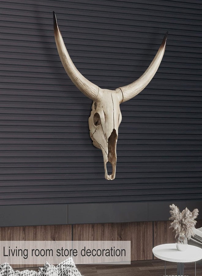 Notakia Gaobei Long Horn Cow Skull Wall Hanging Longhorn Steer Southwest Bull Skull Sculpture Resin Decoration - Image 2