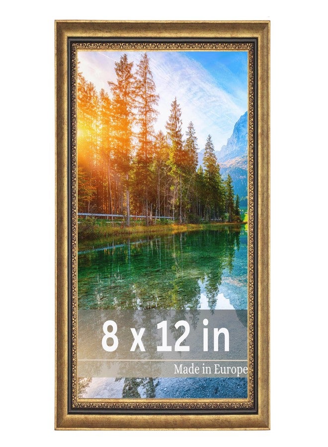 فيكتور إطار صور فيكتور 8×12 ذهبي اللون - إطار صور عتيق بزجاج أكريليك مقاوم للكسر - إطار صور باروكي 8×12 - Image 1