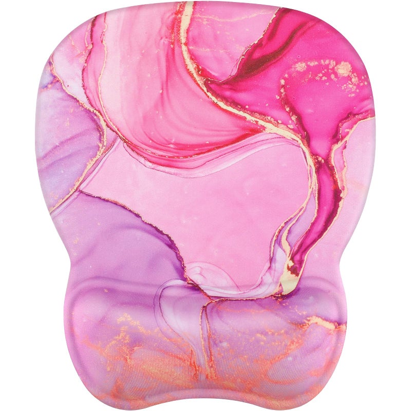 MROCO Ergonomic Mouse Pad with Gel Wrist Rest, Smooth Wrist Support Surface, Non-Slip PU Base for Pain Relief, Comfortable Mousepad for Computer, Laptop, Office & Home, 9.4 x 8.1 in, Pink Marble - Image 1