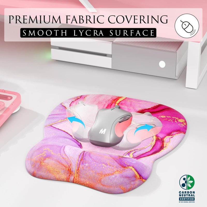 MROCO Ergonomic Mouse Pad with Gel Wrist Rest, Smooth Wrist Support Surface, Non-Slip PU Base for Pain Relief, Comfortable Mousepad for Computer, Laptop, Office & Home, 9.4 x 8.1 in, Pink Marble - Image 2