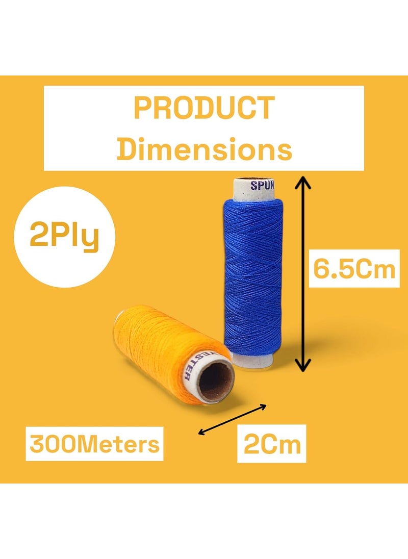 RIANZ RIANZ Pack of 25 Pcs Sewing Thread Spun Polyester Yarn 300 Meters Each for Hand or Sewing Machines (25 Mix Colors)  - Image 3
