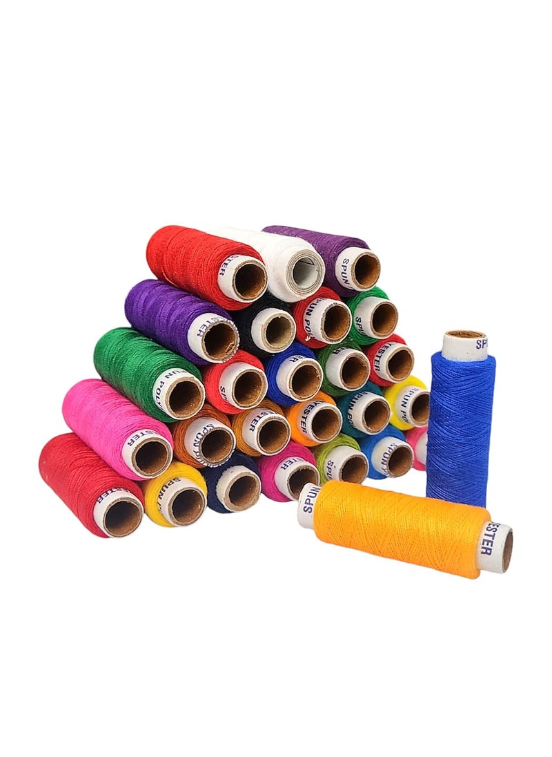 RIANZ RIANZ Pack of 25 Pcs Sewing Thread Spun Polyester Yarn 300 Meters Each for Hand or Sewing Machines (25 Mix Colors)  - Image 1