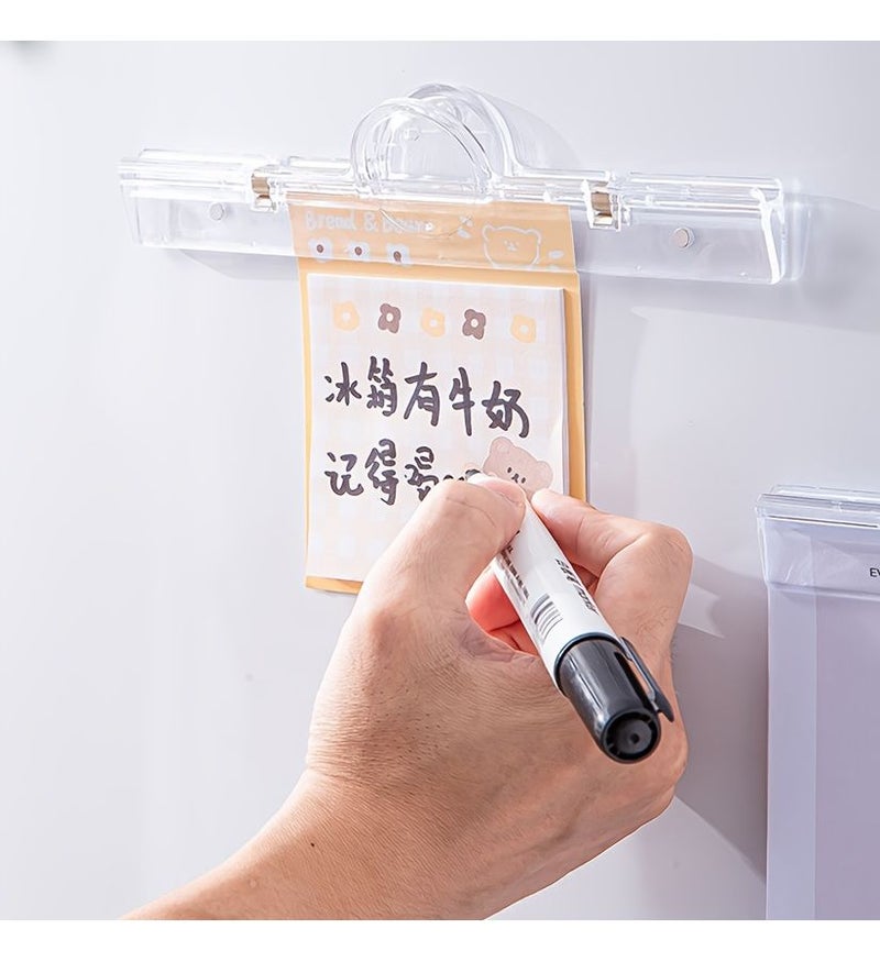 Acrylic Transparent Magnetic Clip Strong Adsorption Secure Hold Non Slip For Test Papers Menus Receipts Folders Document Organization Transparent - Image 2