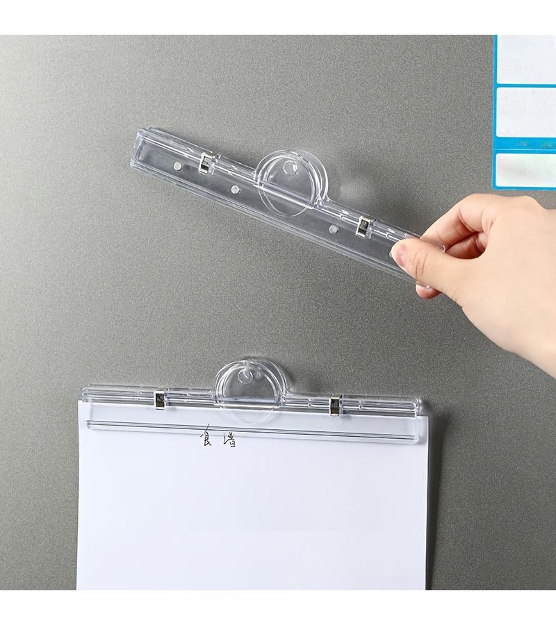 Acrylic Transparent Magnetic Clip Strong Adsorption Secure Hold Non Slip For Test Papers Menus Receipts Folders Document Organization Transparent - Image 1