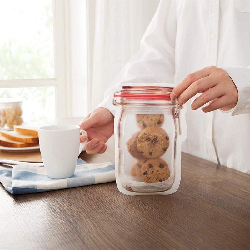 NB Mall NB Mall Jar Zipper Bags Storage for Food Grains Flours Beans Dry Fruits Reusable Ziplock Bottles Shaped Pouches Leak Proof Easy for Travel 500 Grams 650 ml 10  - Image 4