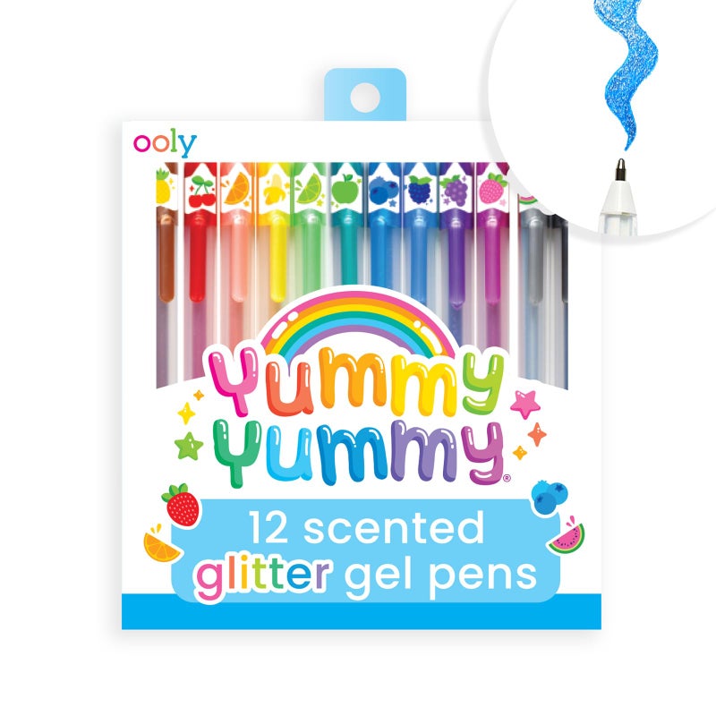 Ooly Scented Yummy Yummy Glitter Gel Pens Set of 12-1.00mm NIB Scented Glitter Pens for Kids and Adults, Art and Stationery Supplies - Image 1