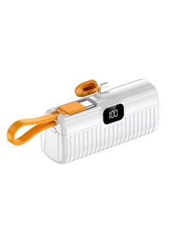 mpBLBERRI 5000mAh Quick Charging Mini Power Bank with Lightning Connector, Built-in Type-C Cable and Digital Display, MpBlberri BLB-P708 - White  - Image 1