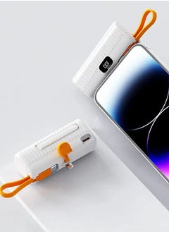 mpBLBERRI 5000mAh Quick Charging Mini Power Bank with Lightning Connector, Built-in Type-C Cable and Digital Display, MpBlberri BLB-P708 - White  - Image 2
