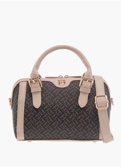 Flora Bella By Shoexpress Women All-Over Monogram Detail Tote Bag with Detachable Strap and Zip Closure  - Image 1