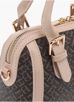 Flora Bella By Shoexpress Women All-Over Monogram Detail Tote Bag with Detachable Strap and Zip Closure  - Image 4