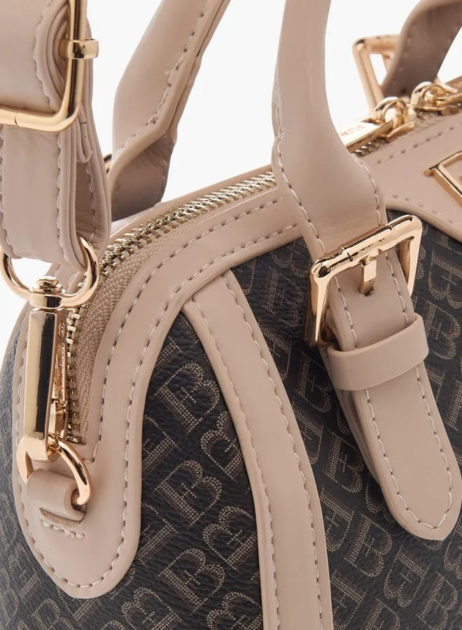 Flora Bella By Shoexpress Women All-Over Monogram Detail Tote Bag with Detachable Strap and Zip Closure
