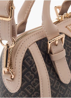 Flora Bella By Shoexpress Women All-Over Monogram Detail Tote Bag with Detachable Strap and Zip Closure  - Image 5