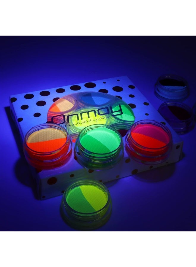 ONMAY كحل كيك مقسم مائي مفعل، طلاء فلوريسنت أسود تحت الأشعة فوق البنفسجية، كحل هيدرا جرافيك بألوان زاهية من أونماي 14، طلاء وجه وجسم، مكياج هالوين (14 لون) - Image 3