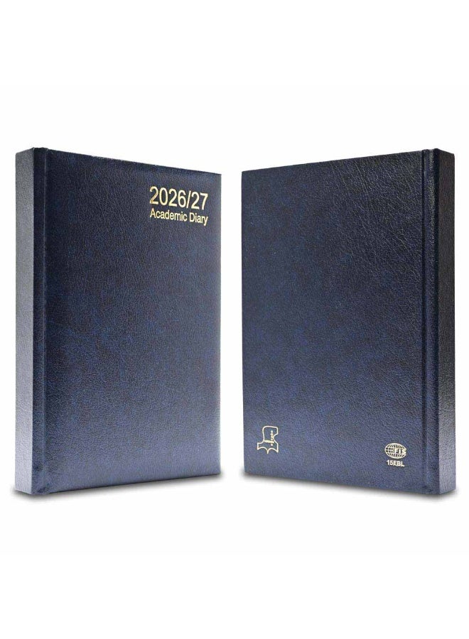 FIS 2026-2027 ACADEMIC DIARY, A5 Size(148x210mm) with German Bonded Leather Cover Materials, English, 70gsm Italian Ivory Paper, Blue Color, Pack in Gift Box - FSDI15EBL2627BL - Image 2
