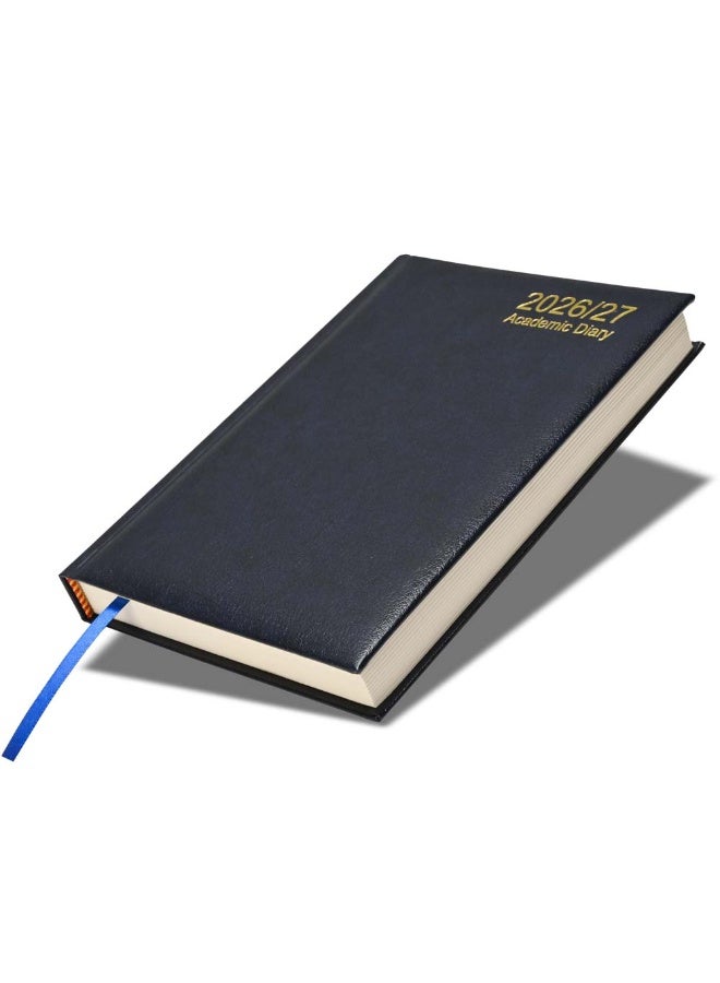 FIS 2026-2027 ACADEMIC DIARY, A5 Size(148x210mm) with German Bonded Leather Cover Materials, English, 70gsm Italian Ivory Paper, Blue Color, Pack in Gift Box - FSDI15EBL2627BL - Image 1