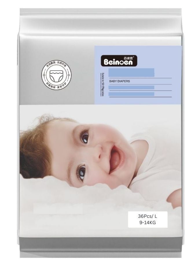Beinoen Beinoen Premium Care Cloud Oxygen Baby Diapers Softest Absorption for Ultimate Skin Protection Size L, 36Pcs Suitable for Babies 9-14KG - Image 1