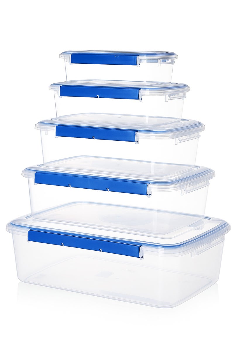 5 Pack Airtight Food Storage Container Set Sizes 1.5, 3, 5, 9L &16L, – Large Meal Prep and Storage Containers with Locking Lids, BPA Free, Microwave & Freezer Safe - Image 1