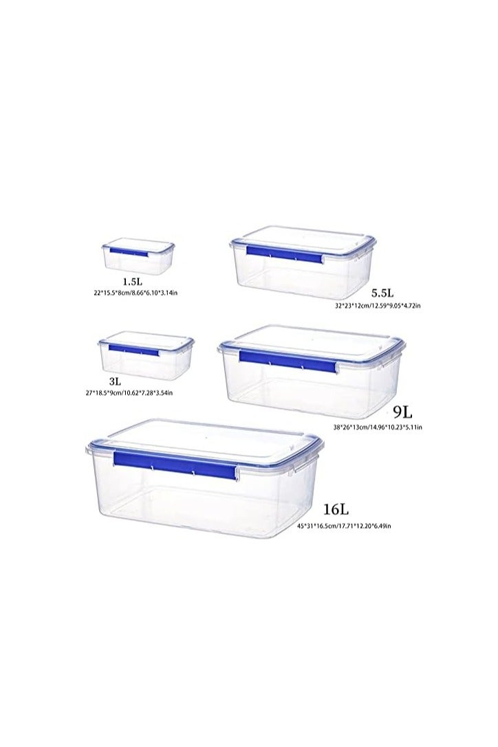 5 Pack Airtight Food Storage Container Set Sizes 1.5, 3, 5, 9L &16L, – Large Meal Prep and Storage Containers with Locking Lids, BPA Free, Microwave & Freezer Safe - Image 3