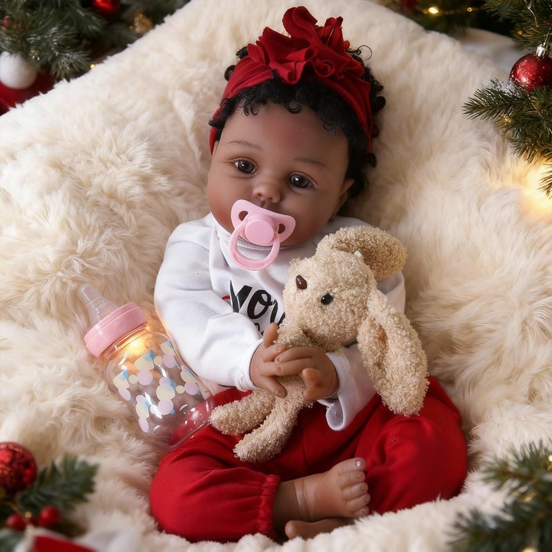 CHAREX Reborn Baby Dolls  Black 22 inches Newborn African American Realistic Lifelike Baby Dolls for Kids Age 3 - Image 2
