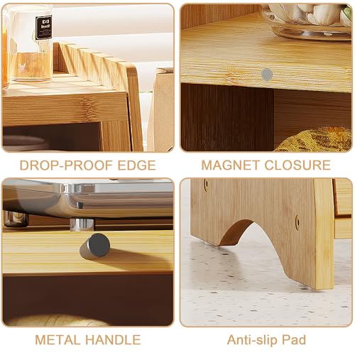 BAMBANG Bread Box for Kitchen Countertop, Bamboo Bread Box for Homemade Bread, Wooden Farmhouse Bread Storage Container, Small Breadbox Bread Bin Organizer for Counter Cabinet Pantry, Natural - Image 3
