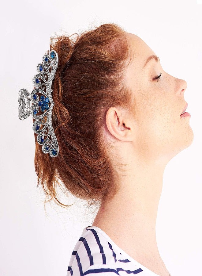 Chuangdi 4 Pieces Vintage Crystal Rhinestones Hair Clips Flower Metal Hair Claw with Sparkly Glitter Rhinestones Nonslip Clamps Strong Hold Metal Clips Large Accessories for Women Girls - Image 5